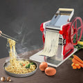 Ruetery Pastamachine van roestvrij staal, rood, instelbare dikte, handmatige pastamachine, commerciële pastamachine, voor spaghetti, fettuccini