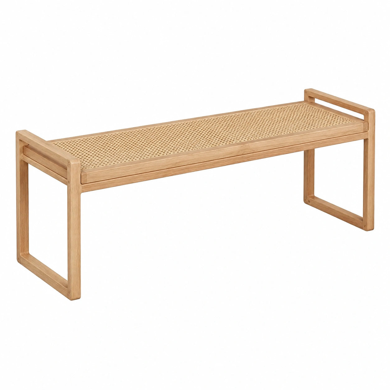 Bank aus Eichenholz und Rattan natur