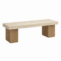 Travertinbank mit Eichenholz 160 cm Beige