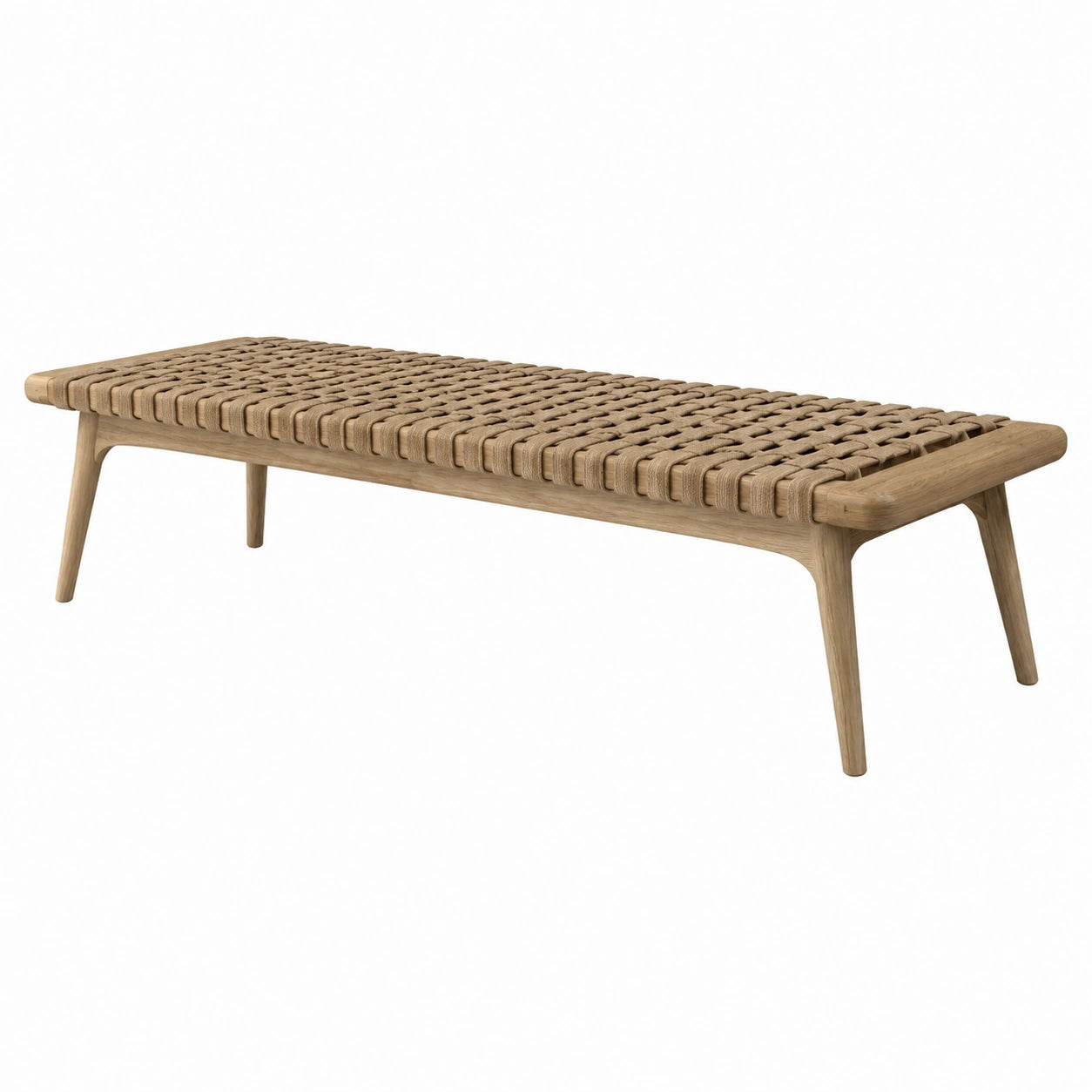 Holzbank Eiche mit Naturgeflecht 180cm Natur