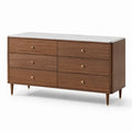 Holzschubladenschrank mit Marmordecke 6 Schubladen Braun