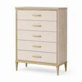 Kommode mit 5 Schubladen aus MDF und Metallgriffen Beige 120cm