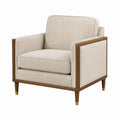 Sessel Leinen Massivholzrahmen Beige