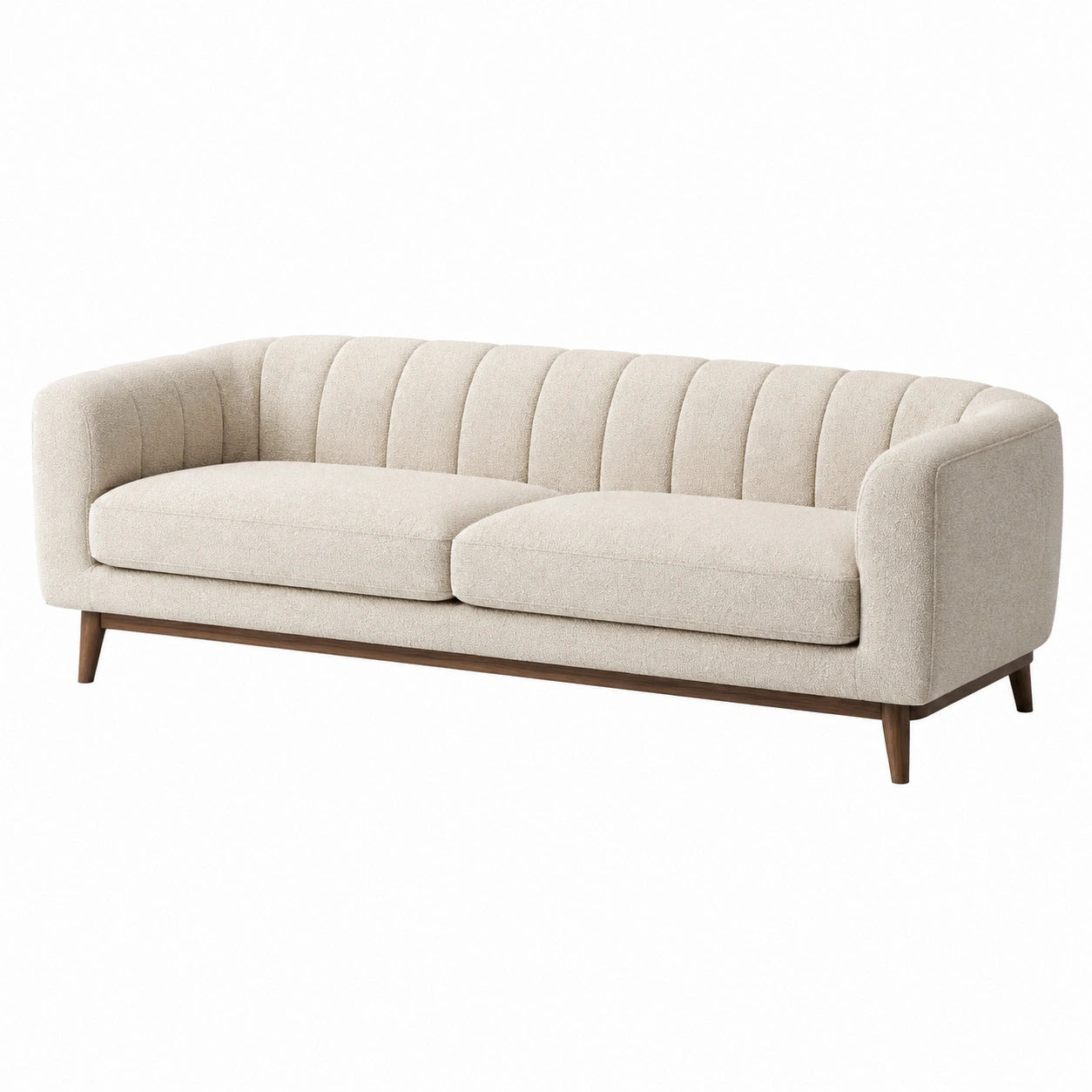 3-Sitzer Sofa Beige Stoff Massivholzrahmen