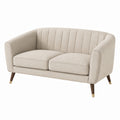2-Sitzer Sofa Beige Leinenpolsterung Massivholzfüße 145 cm