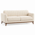 3-Sitzer Sofa Bouclé Massivholzrahmen Creme 200x90x75 cm
