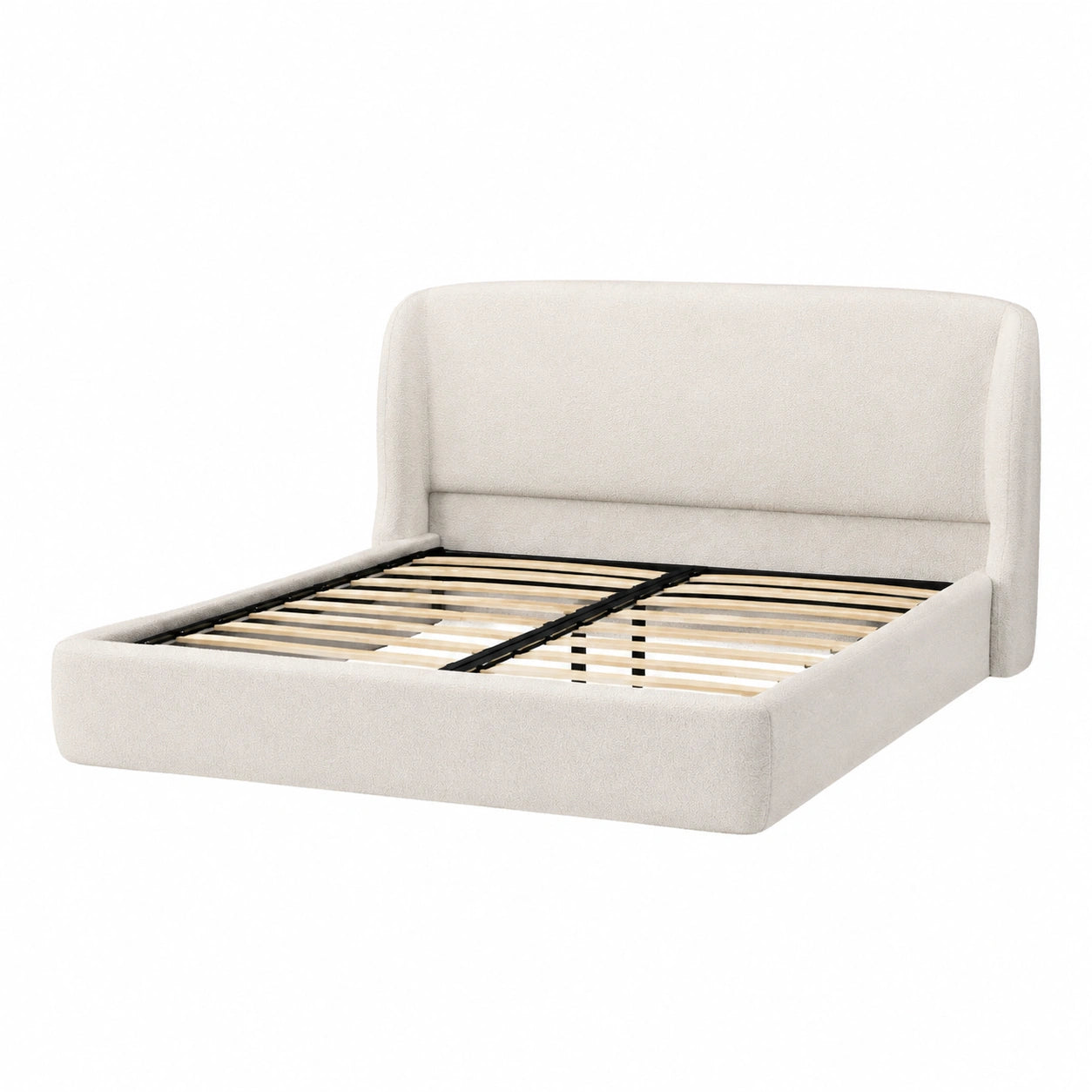 Doppelbett Stoffbezug Massivholzrahmen 200x180 cm Creme