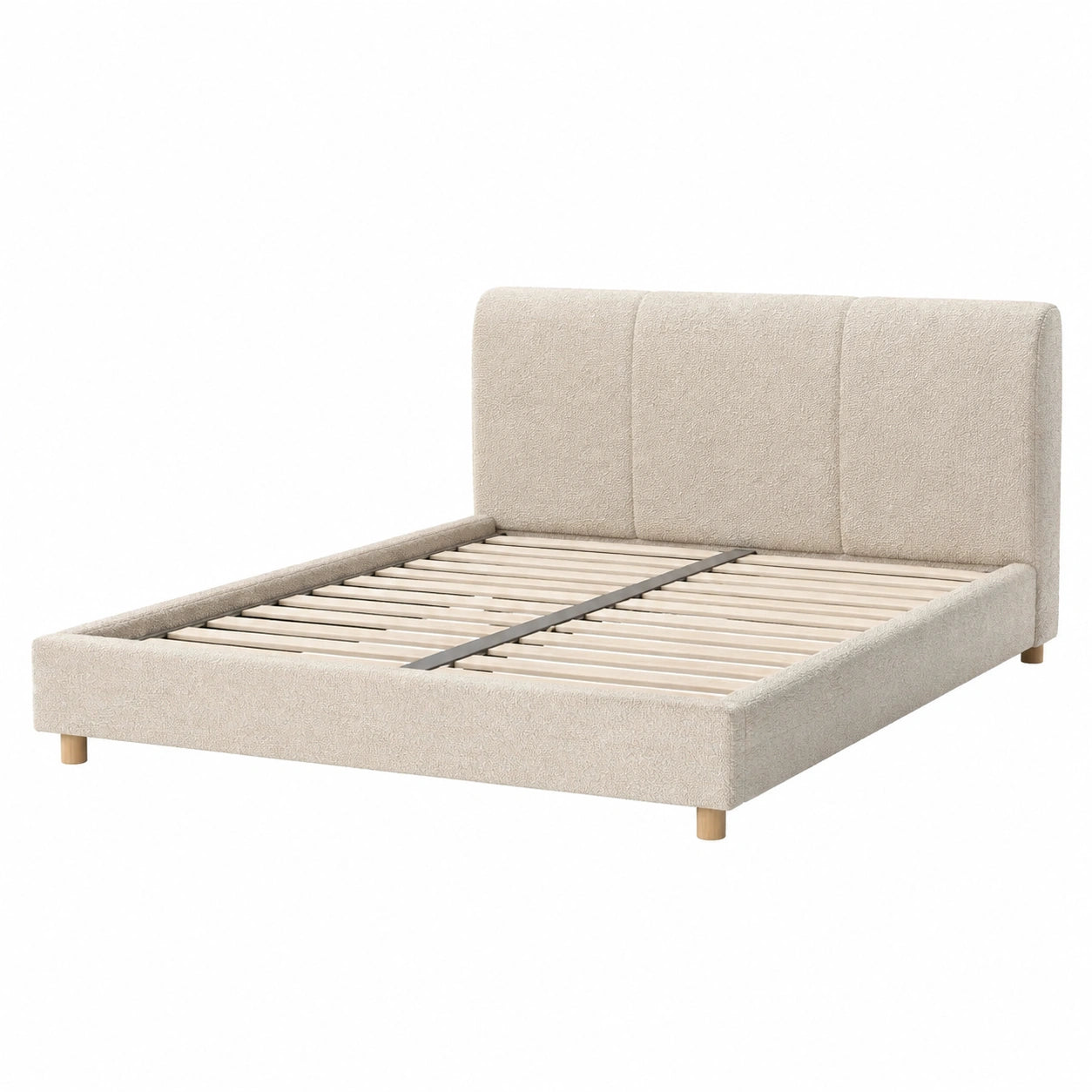 Doppelbett Kiefernholz Rahmen mit Polyesterbezug Beige 200x160 cm