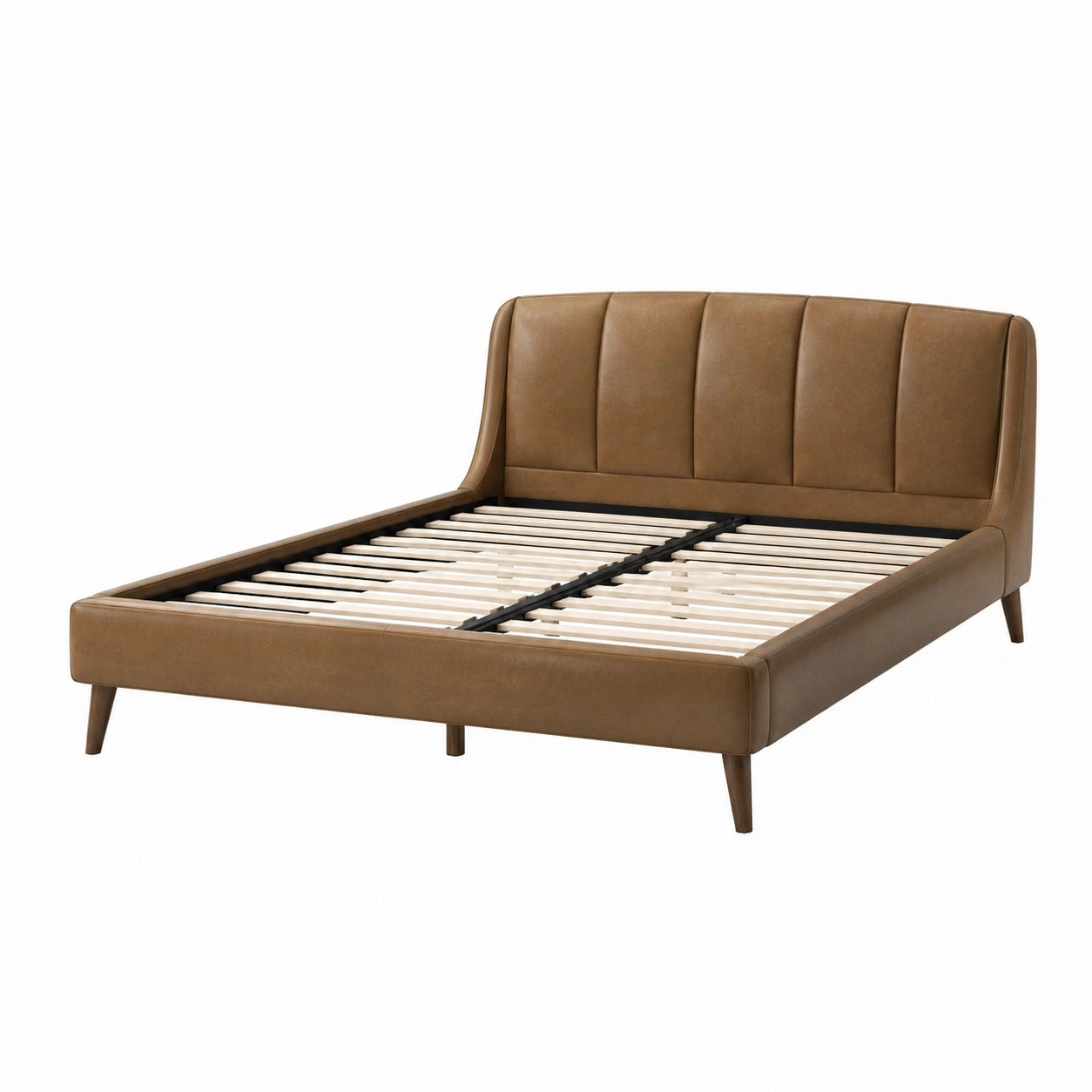 Doppelbett Kunstleder und Massivholz 200x180cm Braun