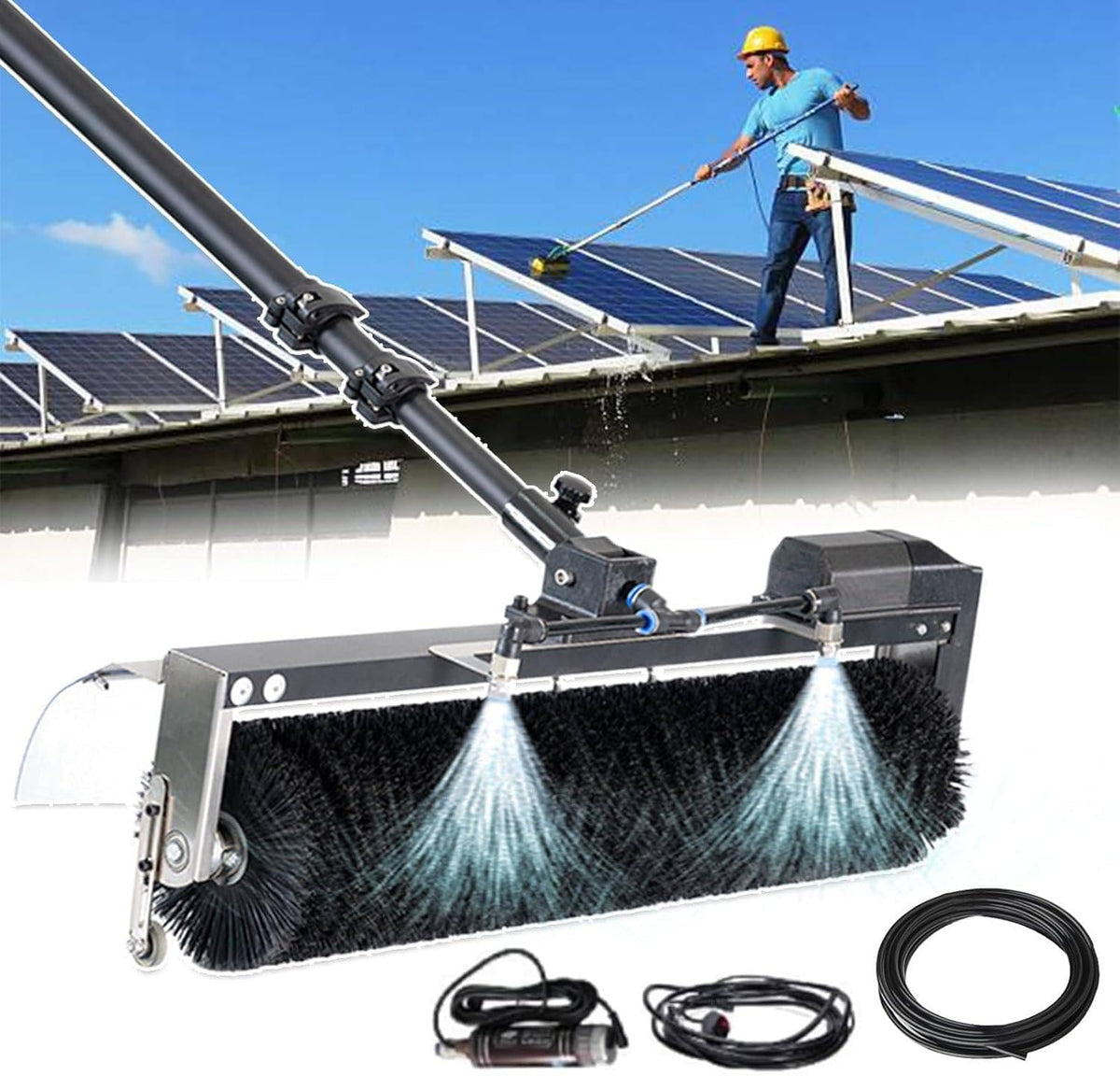 Zhlingq Glasreiniger Reinigingsgereedschap, 60 Cm Rolborstelkop, LithiumBattery-7.5m, Voor Elektrische Zonnepanelen, Reinigingsmachine, Reinigingsset