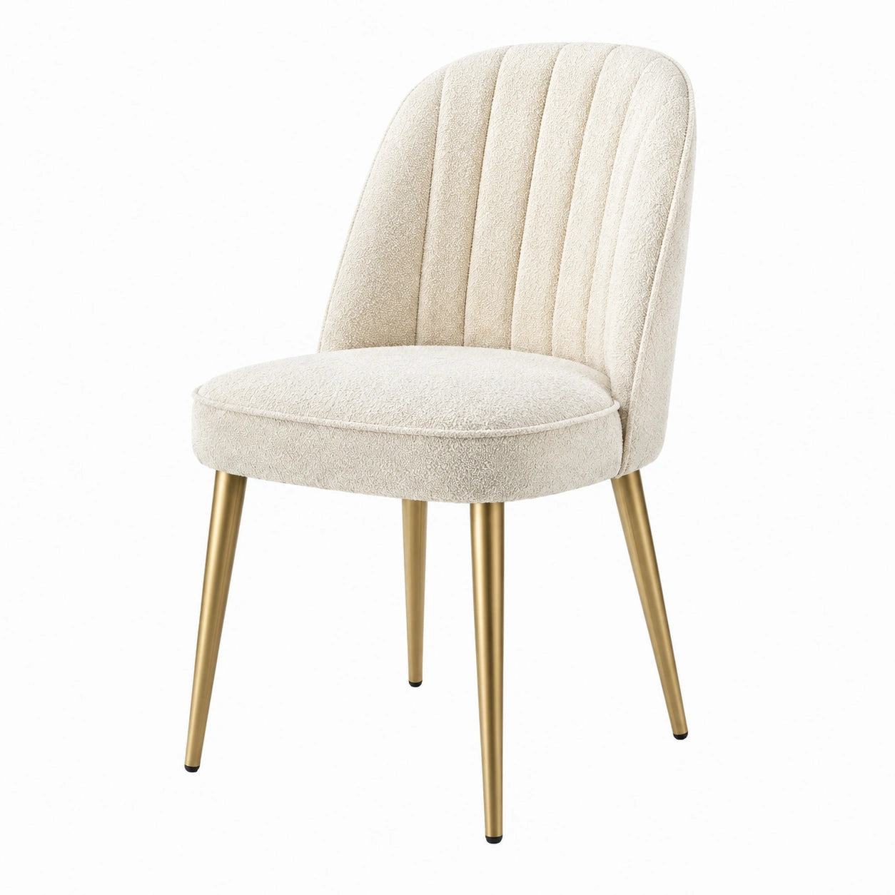 Esszimmerstuhl Bouclé Stoff Metallbeine Beige/Gold