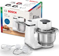 Bosch Keukenmachine MUM Serie 2, roestvrij stalen kom van 3,8 l, 700 watt, 4 snelheidsstanden, MUMS2EW00, wit, garde, roerstaaf en kneedhaak