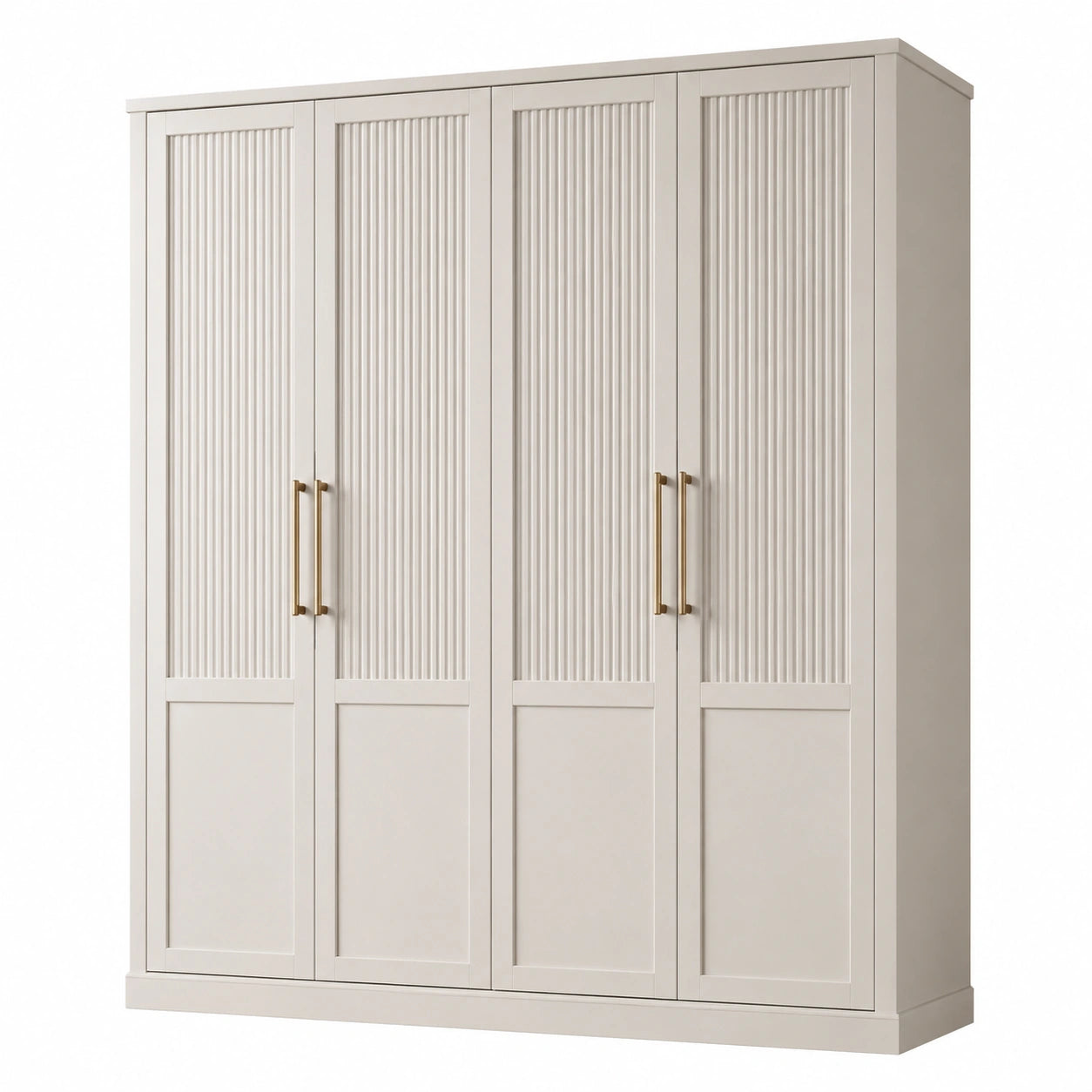 Kleiderschrank mit vier Türen aus MDF in Creme