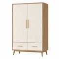Kleiderschrank mit 2 Türen und 2 Schubladen MDF 180 cm Weiß/Braun