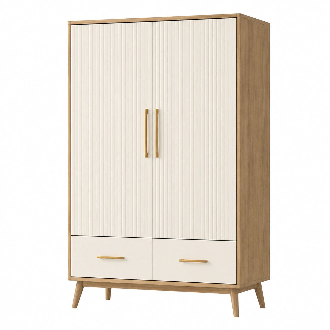 Kleiderschrank mit 2 Türen und 2 Schubladen MDF 180 cm Weiß/Braun