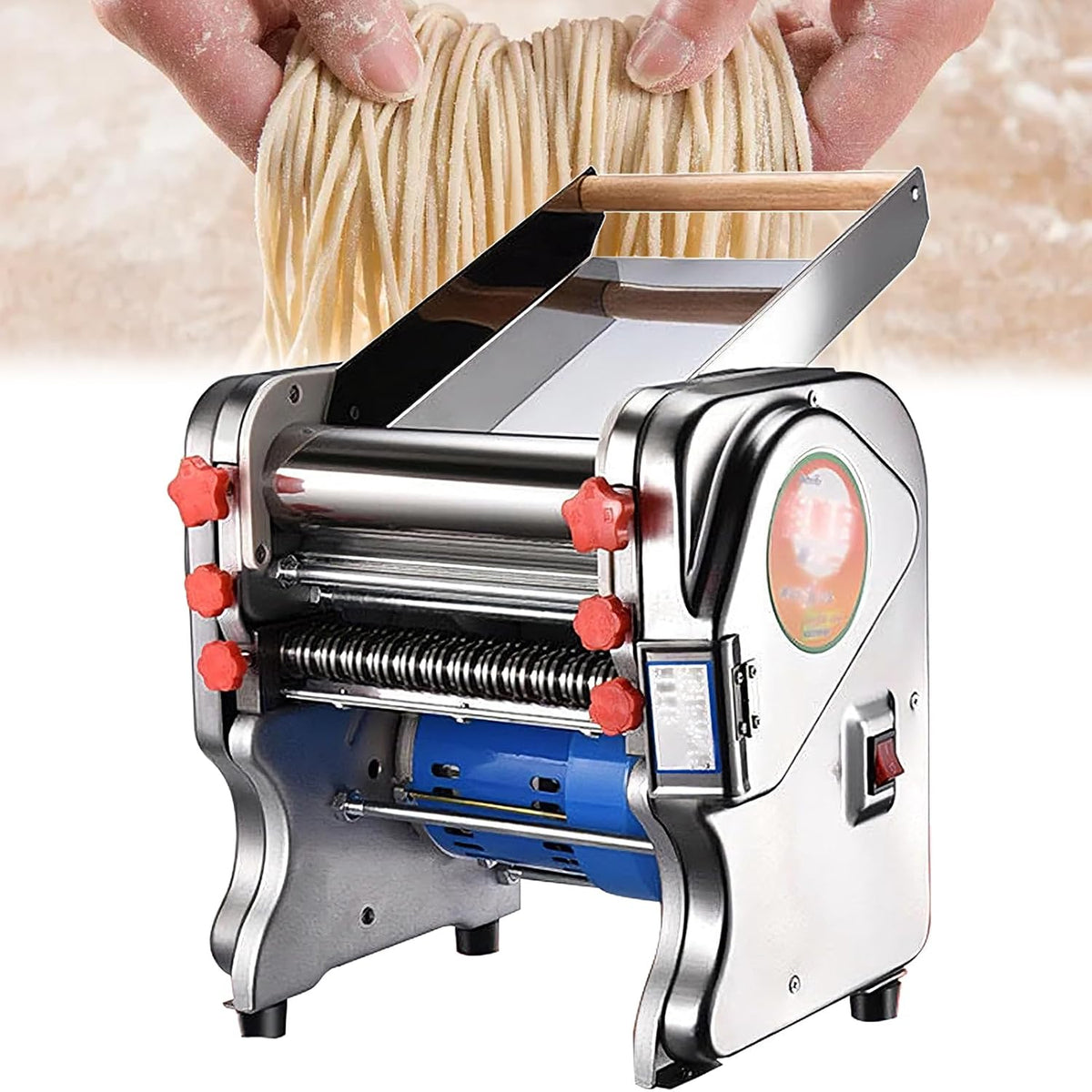 Pastamachine Tdsyocg Commerciële elektrische, 220 V, 550 W, verstelbare dikte 0,3 - 5 mm, roestvrij staal, automatische bereiding, met rol