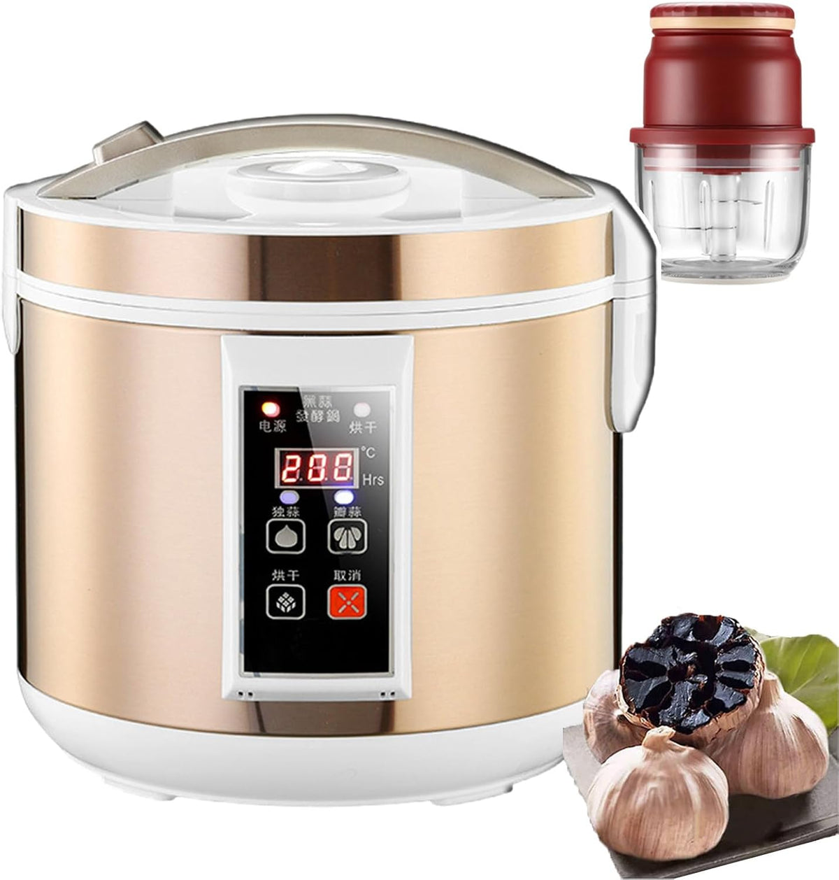 Product forplubossmmp Elektrische Knoflookmachine Zwarte, Laags Roestvrijstalen Plank 90w Knoflookkoker 7-14Dagen Snelle Fermentatiepot, Voor Yoghurt