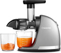 Amzchef Sapcentrifuge Cold Press Slow Juicer Machine, met 2 Kopjes en Borstel, Zilver, Masticating Elektrische Vruchtenpersen, voor Groente en Fruit