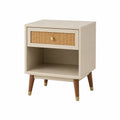 Nachttisch MDF Holz Rattan Beige