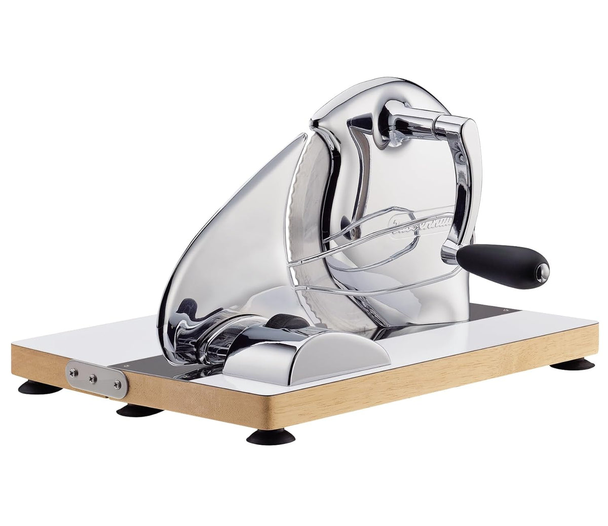 Zassenhaus Mandolines Vintage Broodsnijmachine, snijdiktes: 1-20 mm, afmetingen: 41,5 x 27 x 27 cm, inklapbaar, chroom, handmatig, ham