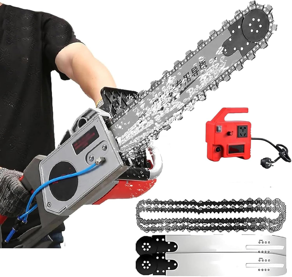 Kettingzag Jiangyuxinli Elektrische betonzaag, snijdiepte 350/480 mm, draagbare wandkettingzaag, snijmachine, voor wandgroeven, met waterpomp