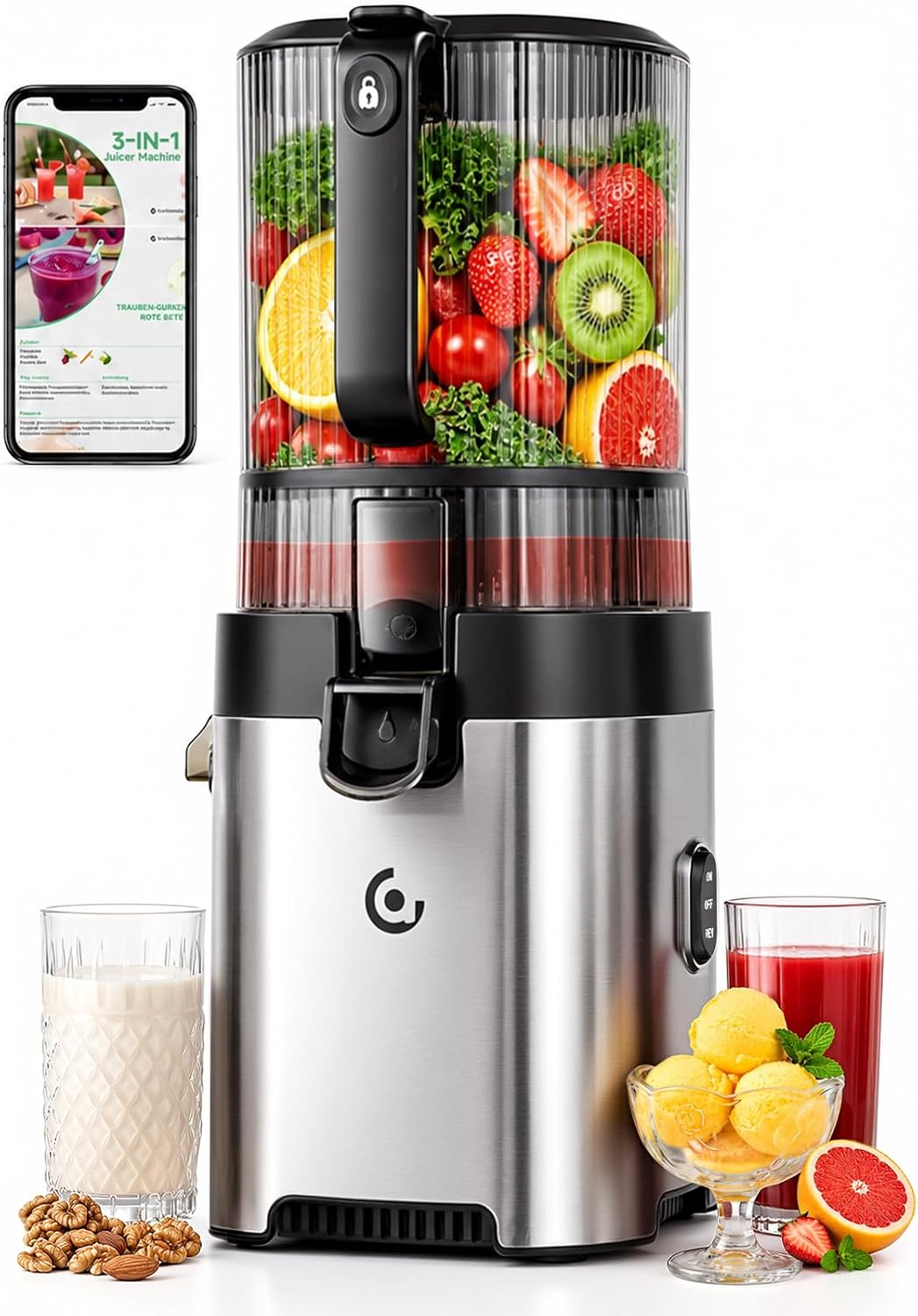 Amzchef Sapcentrifuge Slow Juicer 158mm, 2 Filters, 300W