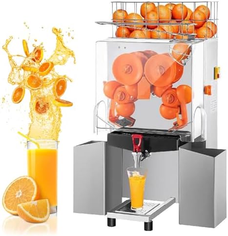 Sapcentrifuge Commerciële Citruspers, 120W, 2 schrootdozen, extracten 20 sinaasappels per minuut, Automatische Slow Masticating Sapcentrifuge