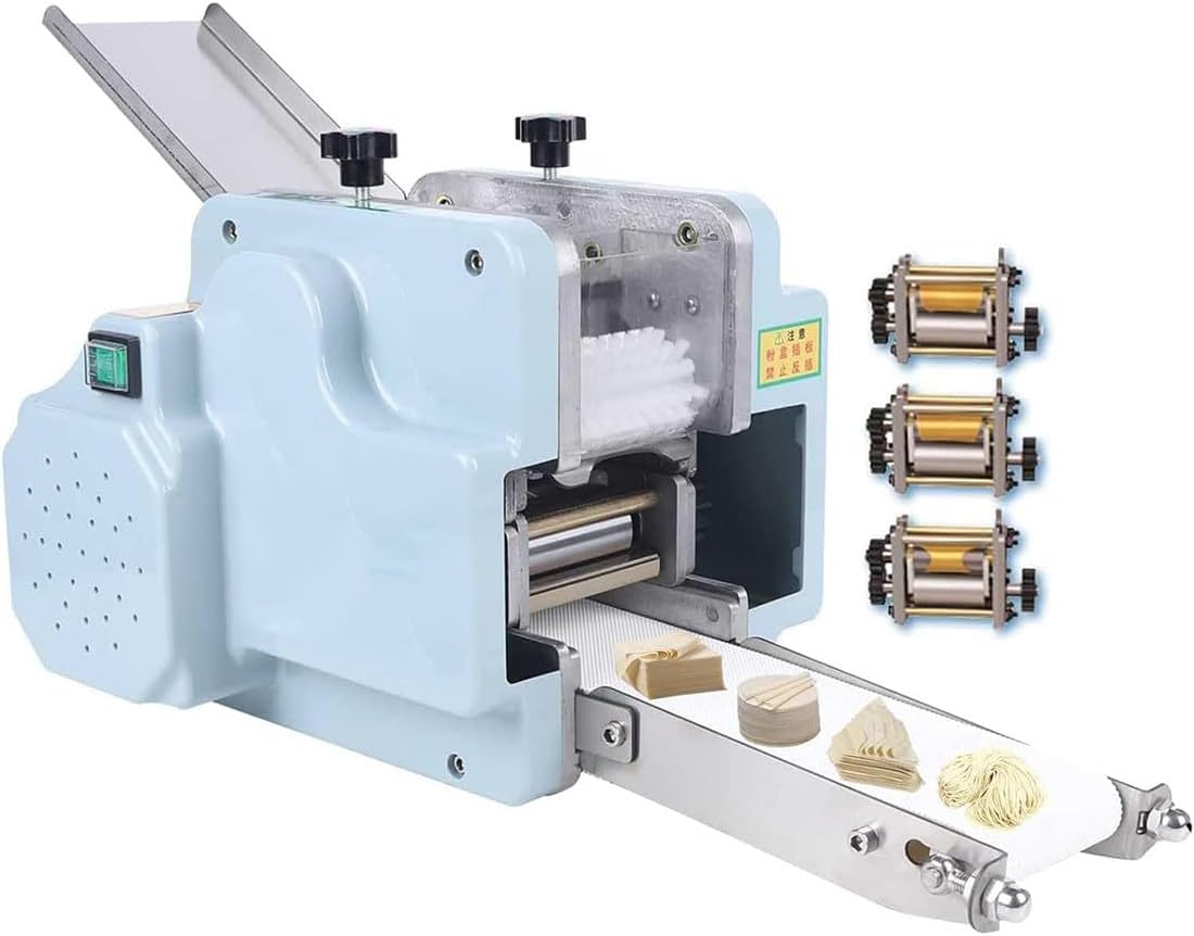 Gjbmxsm Pastamachine Multifunctionele elektrische dumplinghuidmakermachine, 3 mm roestvrijstalen elektrische pastamachine, met 3 vormen