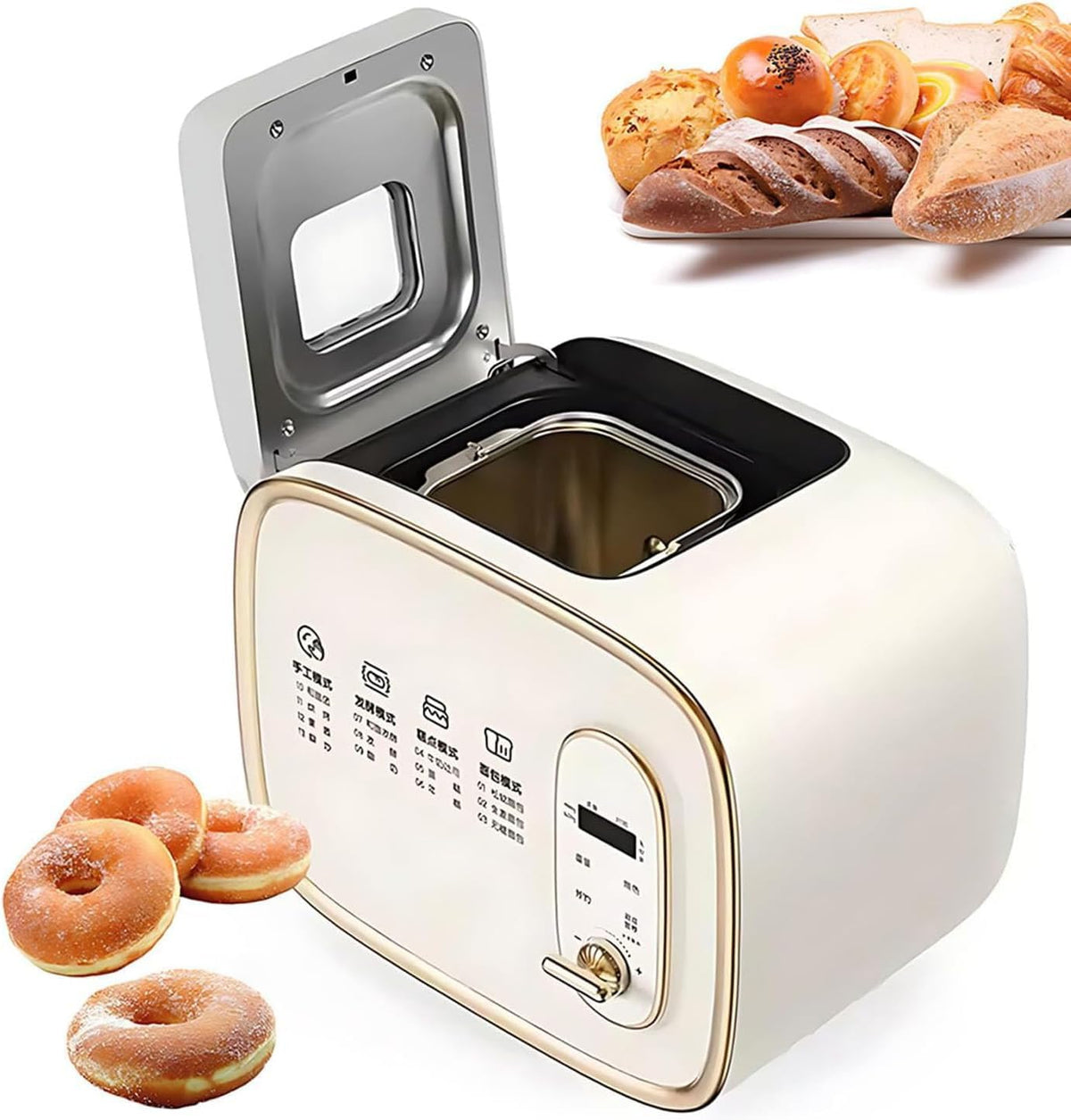 Broodbakmachine Broodmachine, 600 g capaciteit, 15 uur reservering, 1 uur warm houden, 13 vooraf ingestelde menu's, volautomatisch