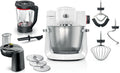 Bosch Keukenmachine, Series 6, 1600 watt, 3D Planetary Mixing, MUMS6EW22, wit/zilver roestvrij staal, patisserieset, versnipperaar