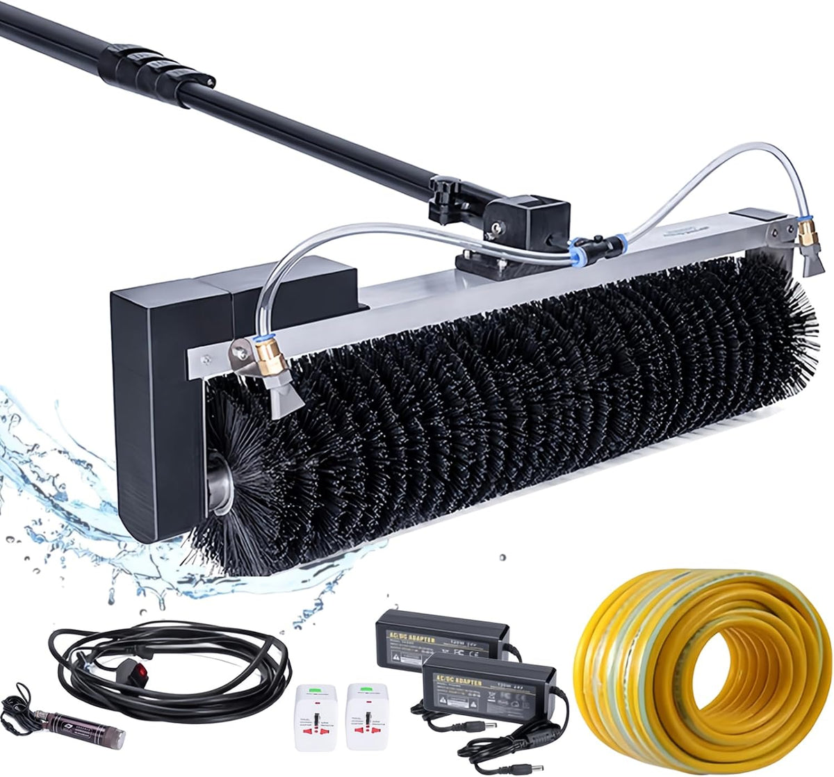 Raamreiniger Saiyerus Elektrische Zonnepaneelreinigingsgereedschappen, 60CM Rol Borstelkop, 7.5M/25Ft, Zonnepaneel Reinigingsmachine