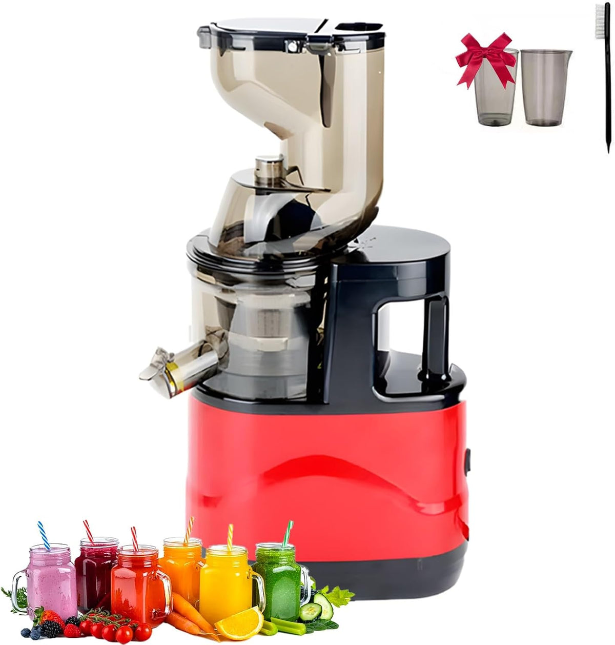 Dojoeuu Sapcentrifuge Slow Masticating Juicer Machine, met Borstels en 2 Cups, 5s Quick Clean, Automatische Cold Press Juicer, Sapresten Scheiding
