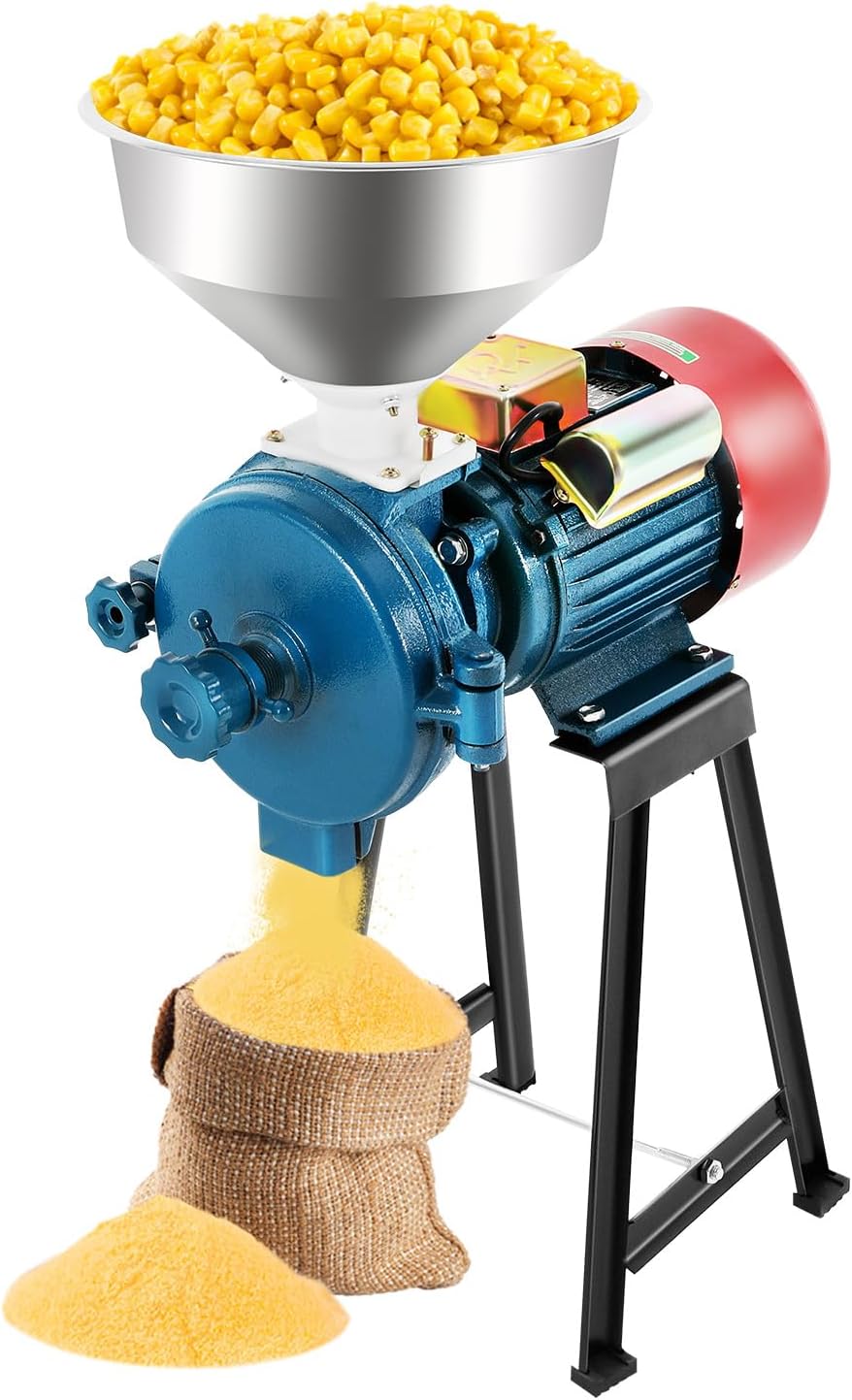 cunnyend Hakselaars, shredder Elektrische graanmolen, 2200 W, 1400 omw/min, elektrische korrelmolen, met trechter, roestvrijstalen meelmolen, koffie