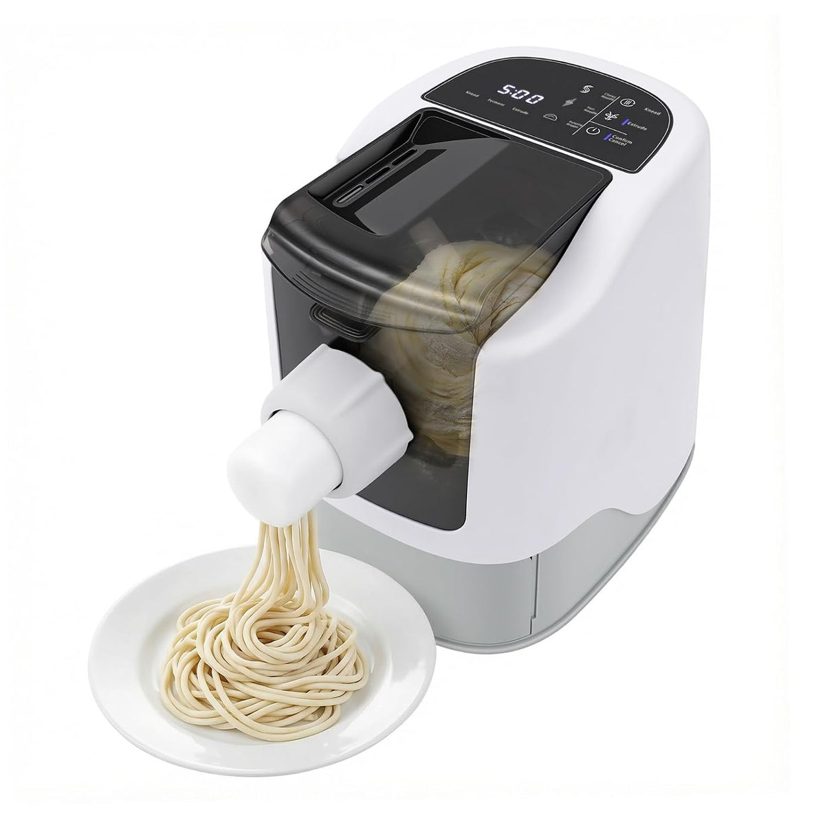 Pastamachine Luntra Elektrische, 260 W, voor 500 g meel, met 13 vormen, incl. maatbeker en reinigingsschraper, automatische pastapers, voor spaghetti