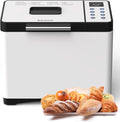 Karinear Broodbakmachine, 15 uur Tijdvoorkeuze, 20 Programmafuncties, 2LB Roestvrijstalen Broodbakmachine, met 3 Broodgroottes en Korstkleuren, Wit