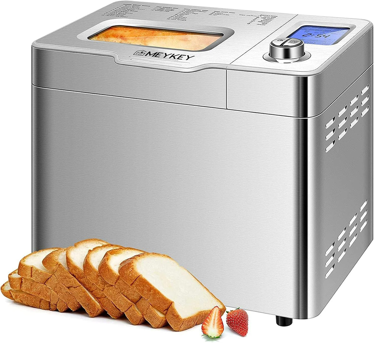 Coocheer Broodbakmachine, met een capaciteit tot 900 g, 550 W, 36 x 22 x 30 cm, 3 broodmaten, intelligente en automatische programma's, zilverkleurig