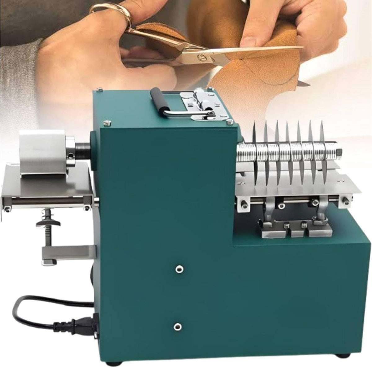 MhWrughts Riemgesp Elektrische riemsnijmachine, 2-86 mm breedte, 90 mm as, 40W verstelbare snijmachine, voor leer, voor portemonnees, riemen
