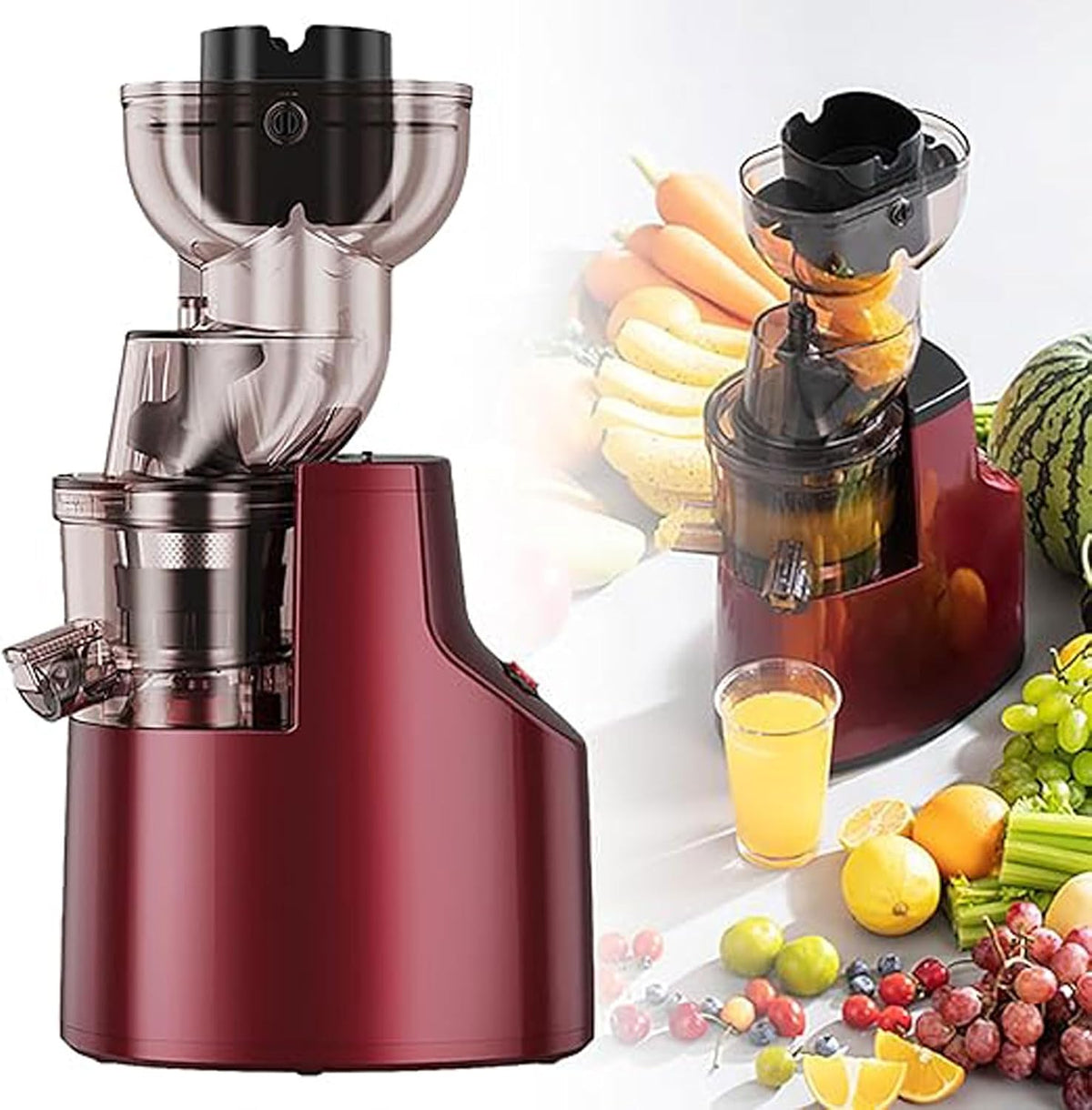 Boozxcv Sapcentrifuge Nieuwe, voor huishoudelijk gebruik Volautomatisch malen Sapcentrifuge van groot kaliber 150W Slow Silent Fresh Juicer