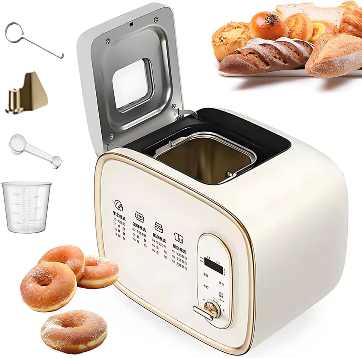 Broodbakmachine Broodmachine, 15 uur programmeerbare timer, met 600 g capaciteit, volautomatische 13-in-1 broodbakmachine, gesimuleerde ovenverwarming