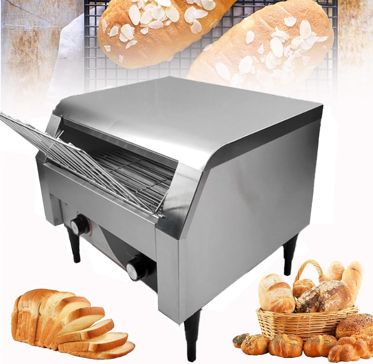 Gthtuhfd Broodrooster Commerciële Transportbandbroodrooster 2240W Elektrische, Geschikt V-450, Met Intelligente Temperatuurregeling, Voor De Horeca