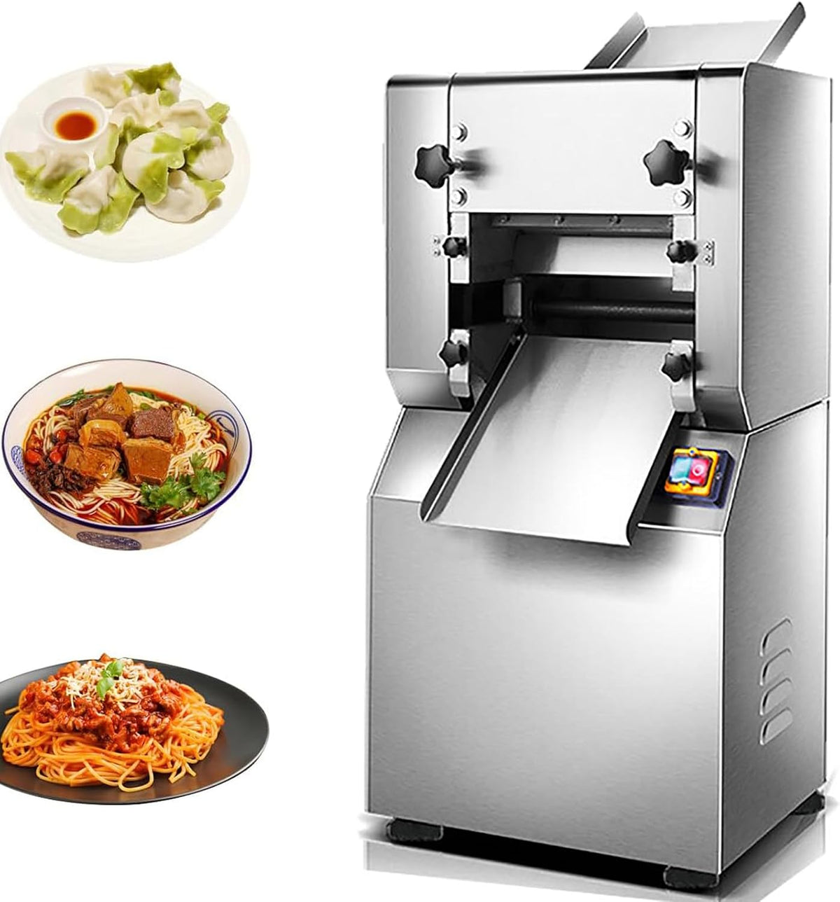 RoyceBee Pastamachine Elektrische, met 1,5 mm/2 mm/3 mm Noedelsnijder, WideNoodle-3mm, Commerciële Noedel- en Spaghettimaker, Deegrolpersmachine