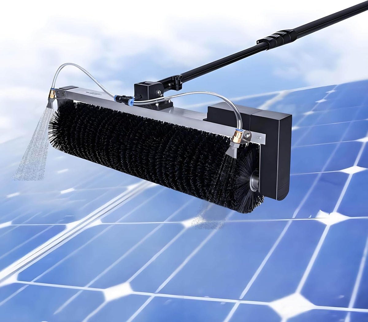 PoiToe Borstels Reinigingsmachine, 60 cm rolborstelkop 5.5m/18ft, voor zonnepanelen, elektrisch gereedschap, voor het reinigen van zonnepanelen