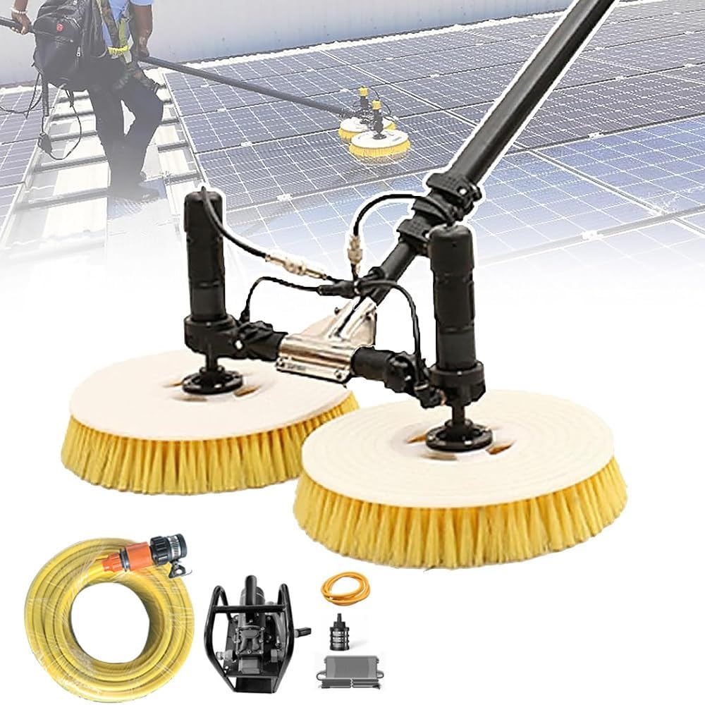 adeproptitysed Product Reinigingsmachine, 5,5 m/18 voet watergevoede paalborstel - 70 cm roterende dubbele borstelkop, voor dak 24V, voor zonnepanelen