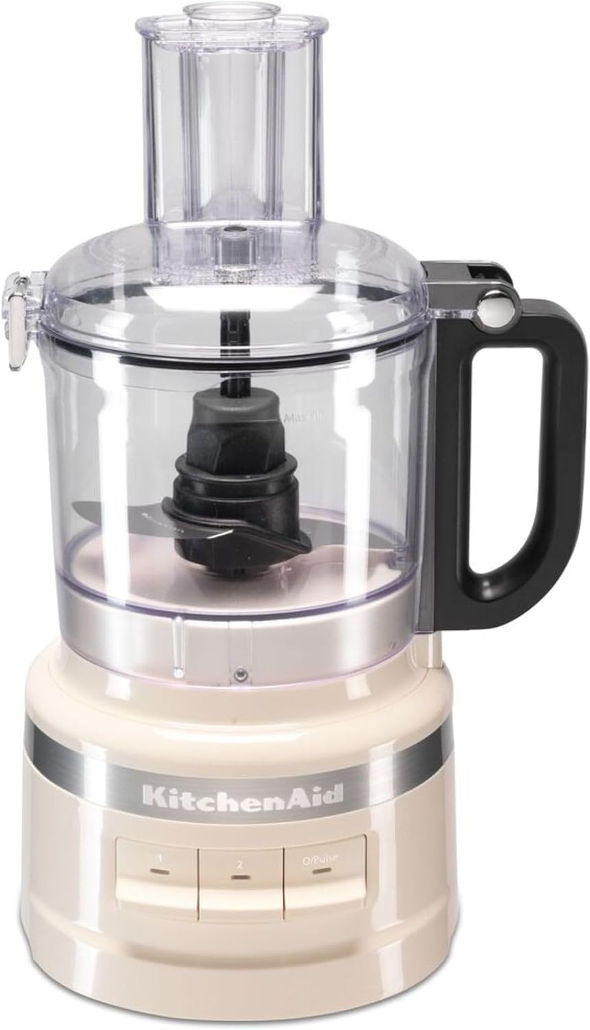 KitchenAid Keukenmachine Foodprocessor - 1,7L, Compact en - 2 Snelheden en Pulseren, BPA-vrij - 250W, Amandelwit 5KFP0719EAC, Roestvrijstalen Messen