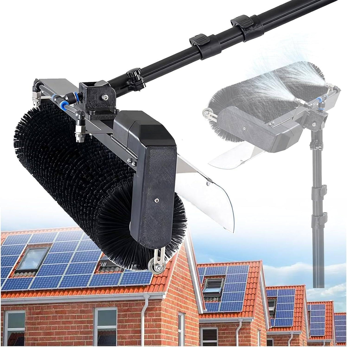 Raamtrekker Automatische borstel, voor zonnepanelen, elektrische reinigingsmachine, voor fotovoltaïsche panelen, reiniger, telescopische waterstangset