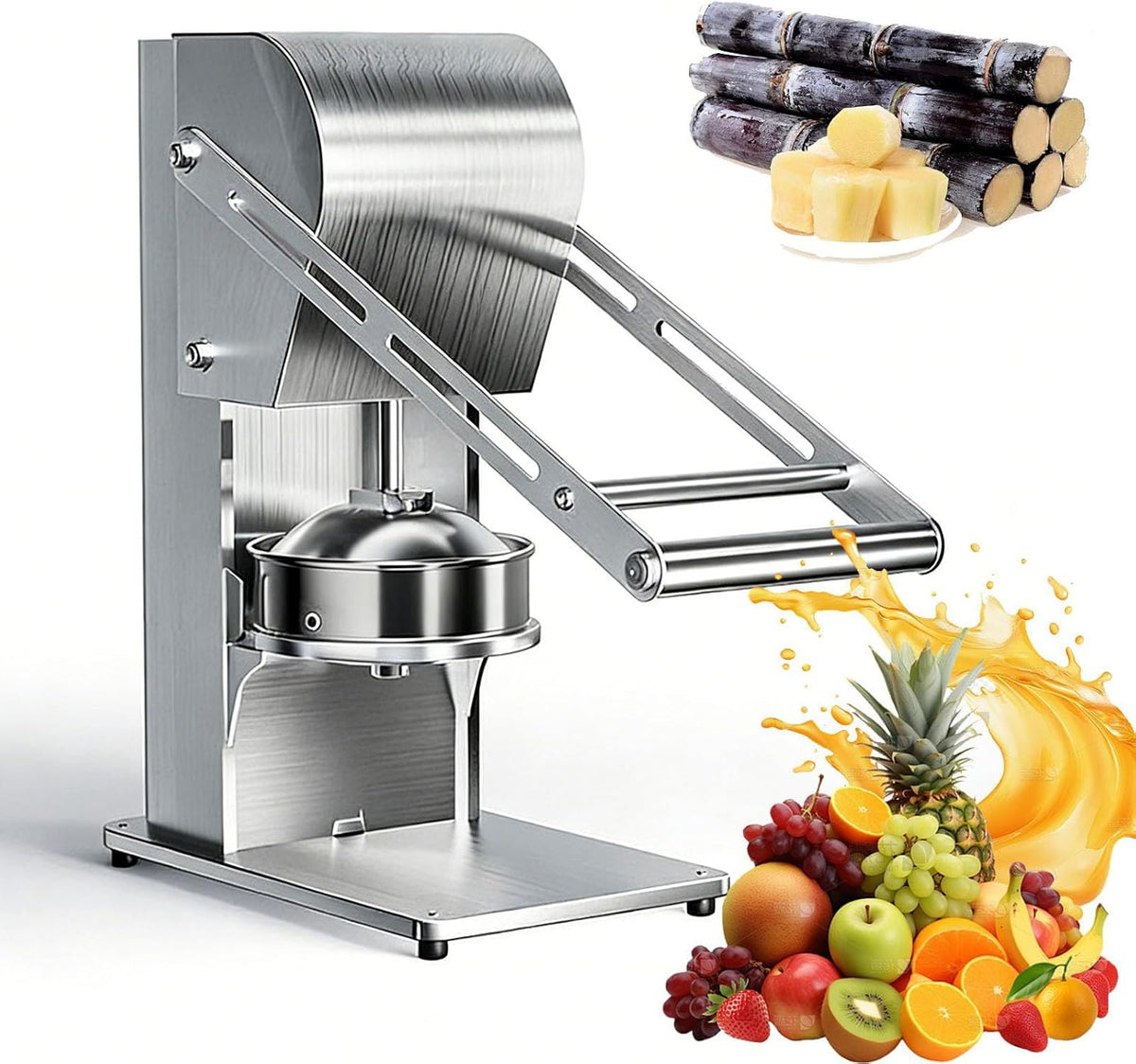 Sapcentrifuge Handmatige roestvrijstalen commerciële, met afneembare basis, voor suikerriet, sinaasappel en granaatappel, Heavy, Duty handpersontwerp