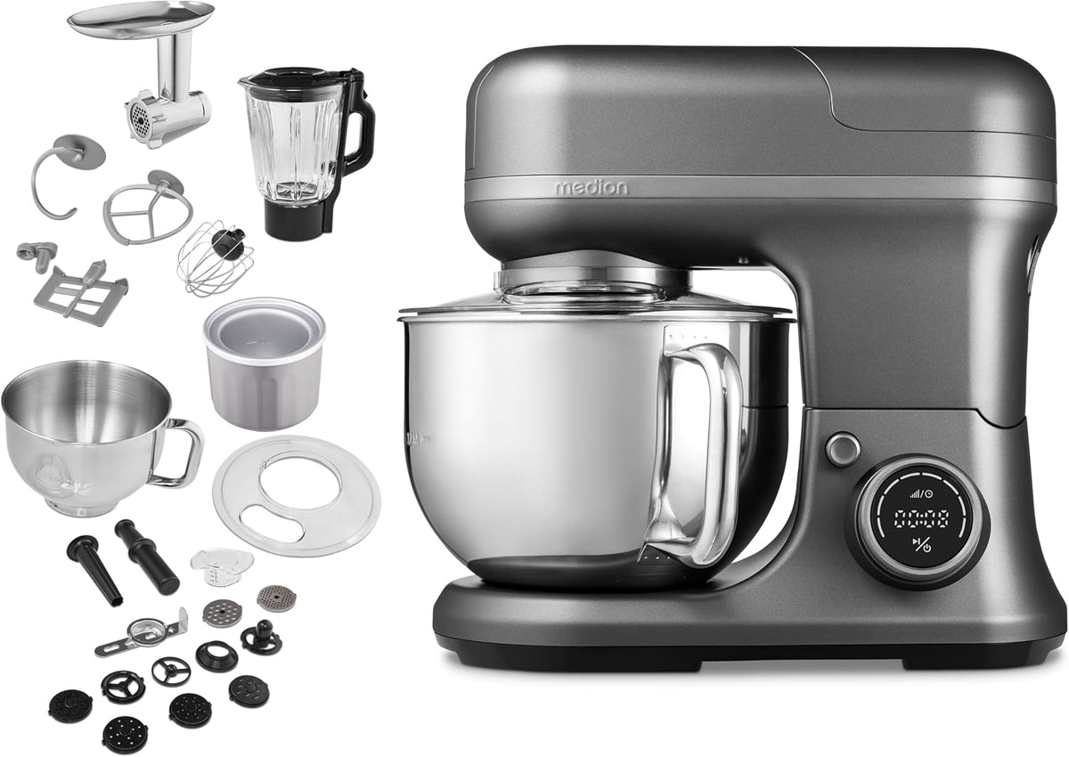 Medion Keukenmachine, blender 4-in-1, met vleesmolen, Titaan