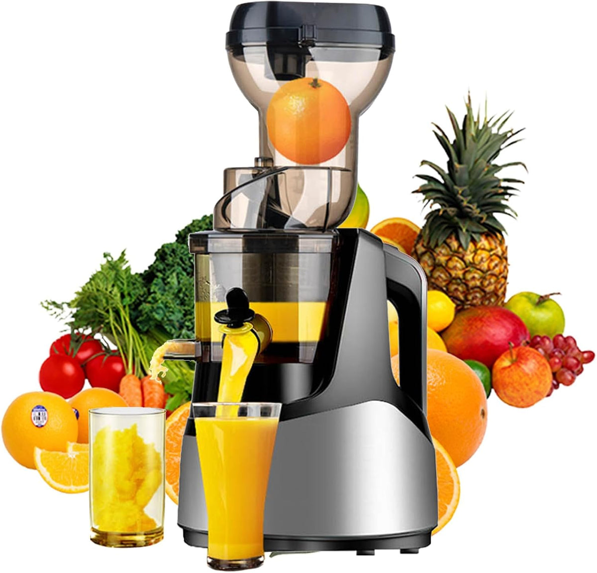 Sapcentrifuge Koude pers Juicer, Slow Masticating Juicer Machine, met Grote Feed Chute, voor Hele Fruit en Groenten, Hoge Nutriënt Retentie