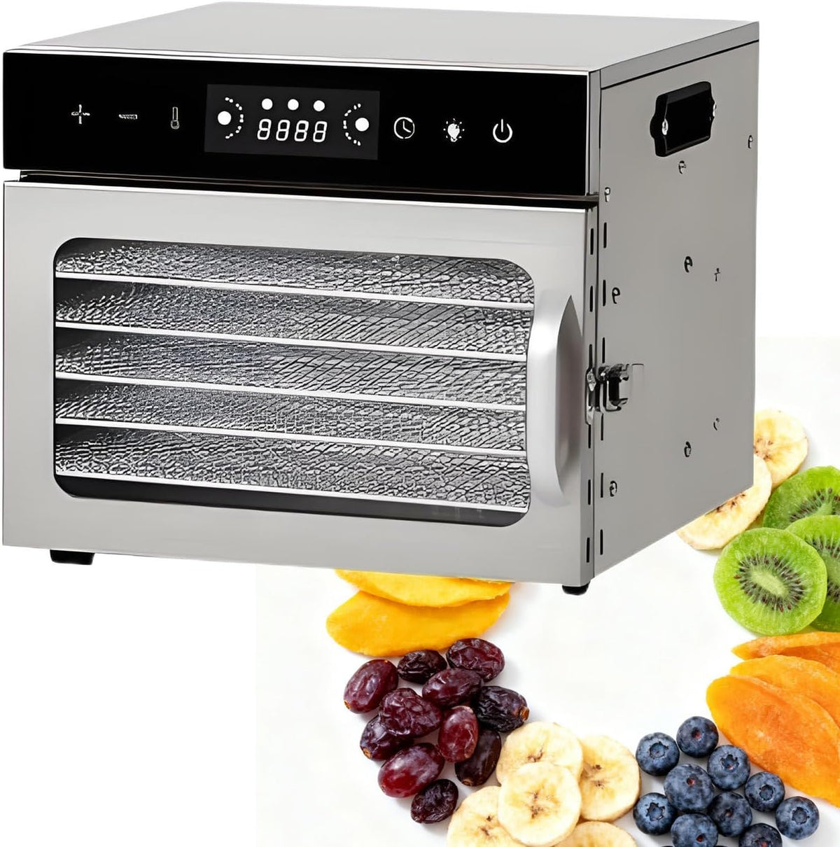 Wtryrn Voedseldroger Roestvrijstalen droogmachine, rundvlees en fruit 6Layer, voor fruit, compacte voedseldroogmachine, temperatuurregeling, kruiden