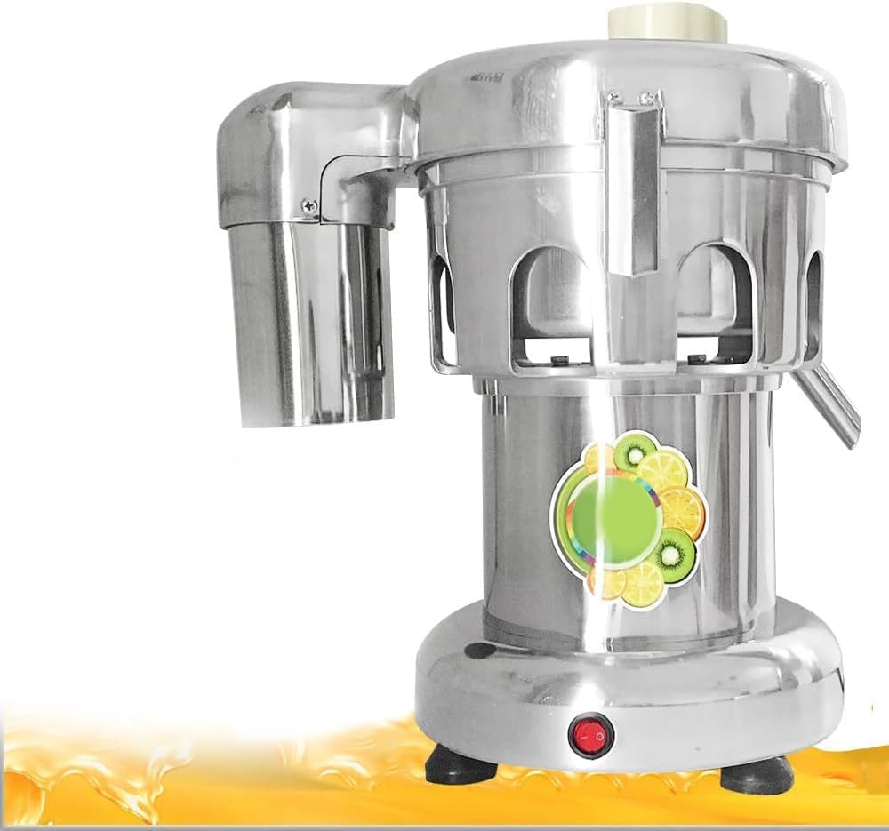 Sapcentrifuge Eoweiot Krachtige commerciële 370W, voor fruit en groenten, elektrische sapcentrifuge van roestvrij staal, met grote vulopening.